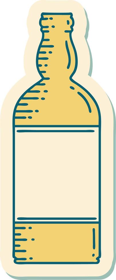 sticker of tattoo in traditional style of a bottle vector