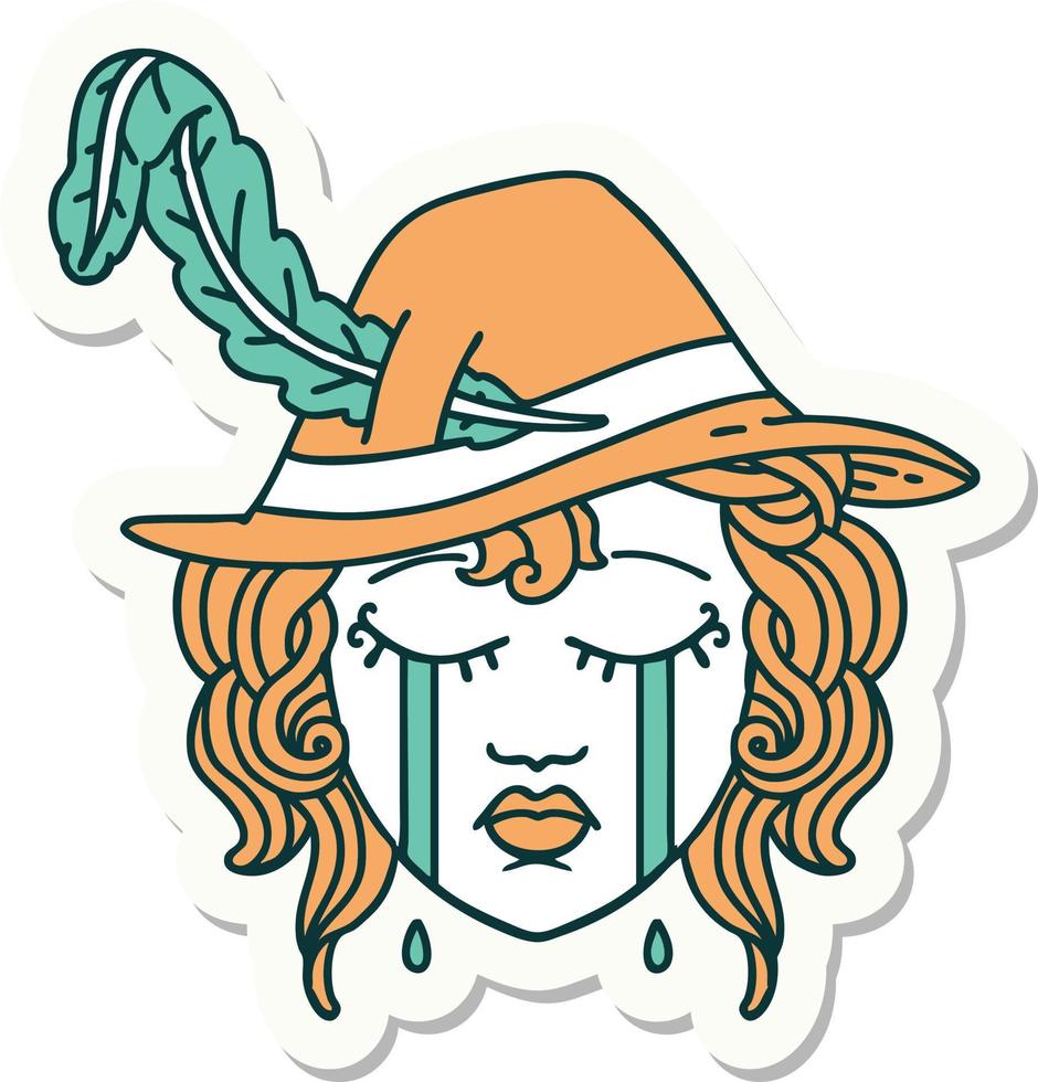 sticker of a crying human bard vector