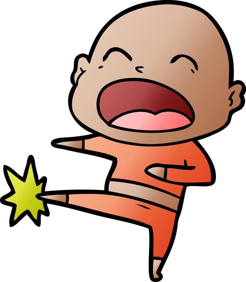 cartoon bald man kicking vector