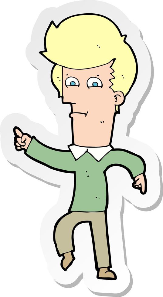 sticker of a cartoon man pointing vector