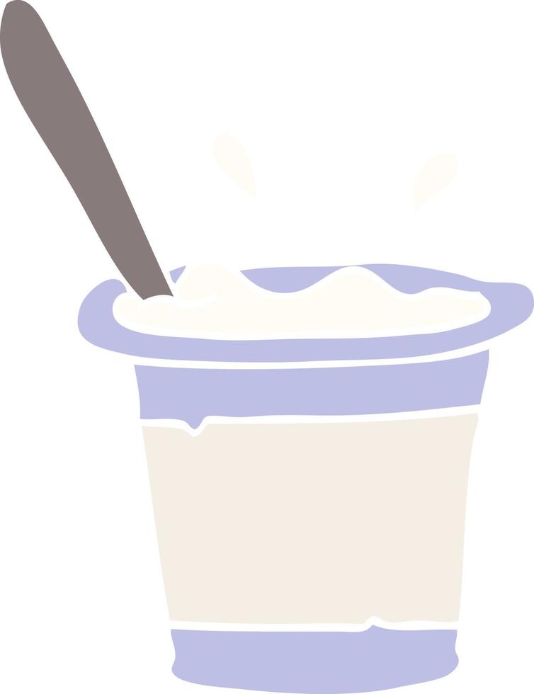 flat color illustration cartoon yogurt vector