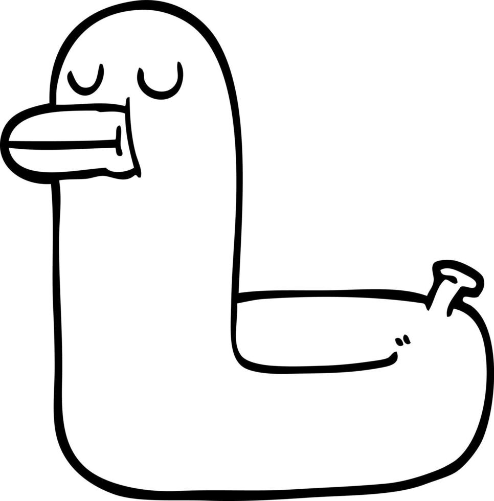 pato de anillo amarillo de dibujos animados en blanco y negro vector