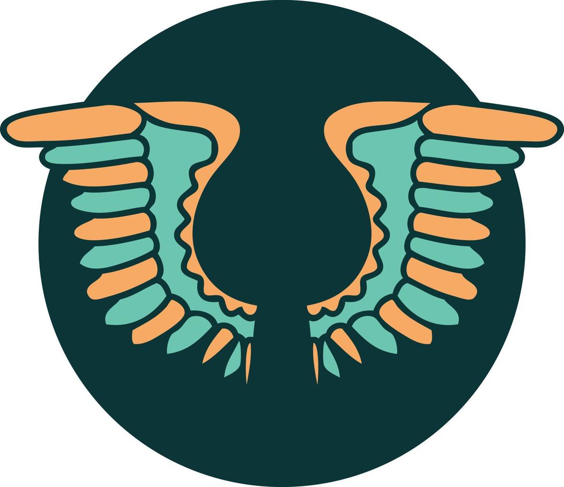 iconic tattoo style image of a wing vector