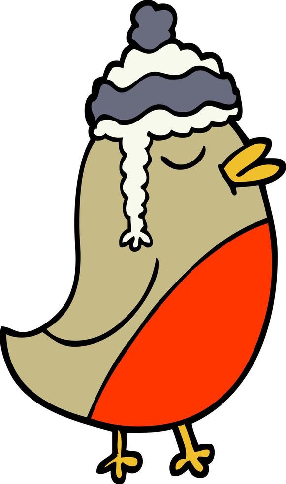 hand drawn doodle style cartoon christmas robin vector