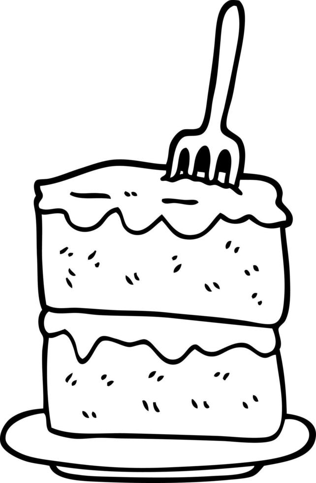 black and white cartoon slice of cake vector