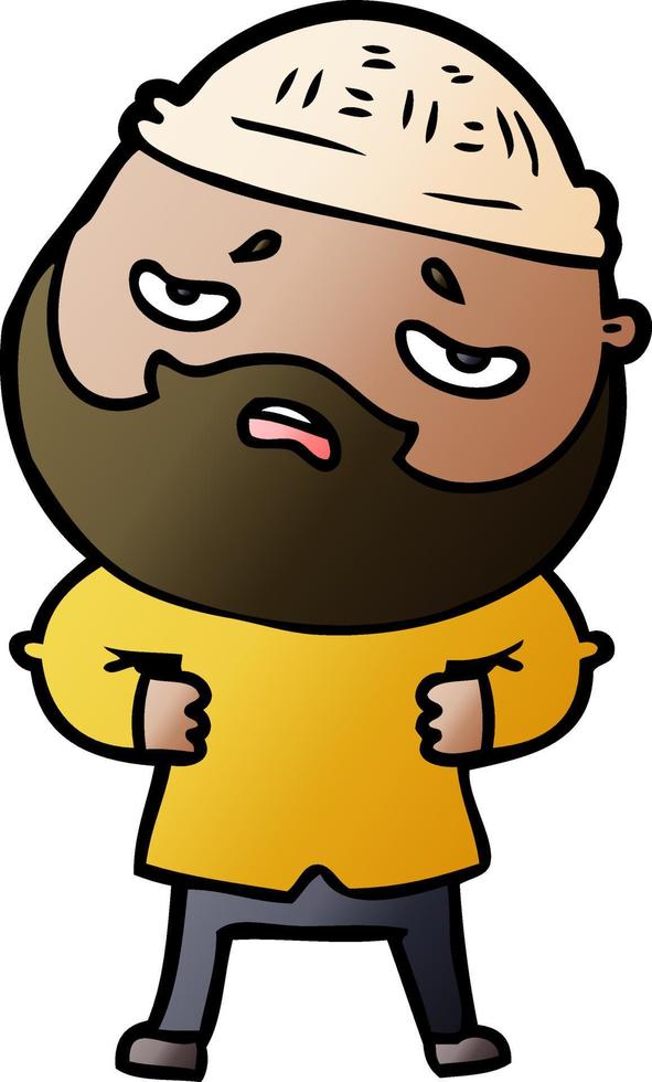 cartoon worried man with beard vector