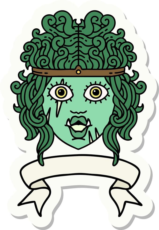sticker of a orc barbarian character face with banner vector