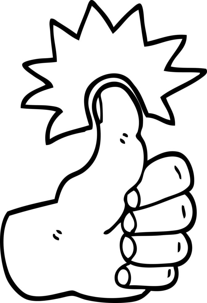 caricatura en blanco y negro pulgar arriba símbolo vector