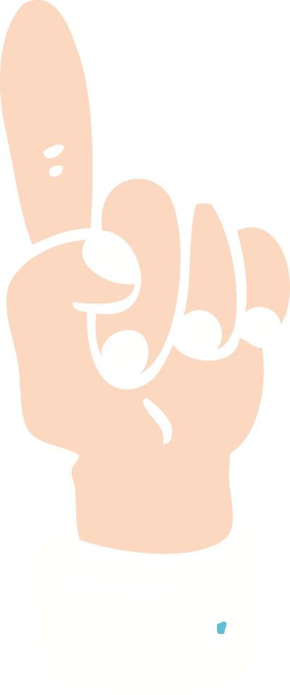 flat color illustration cartoon pointing hand vector