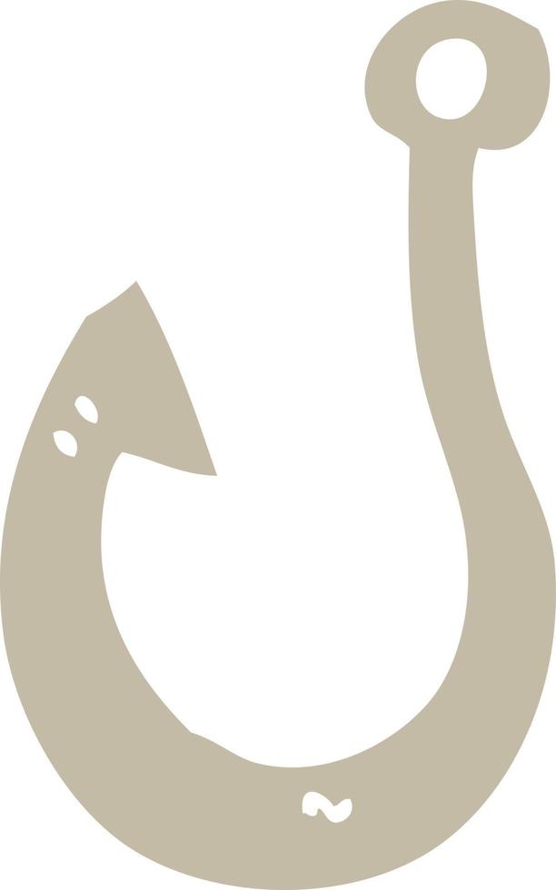 flat color illustration cartoon fish hook vector