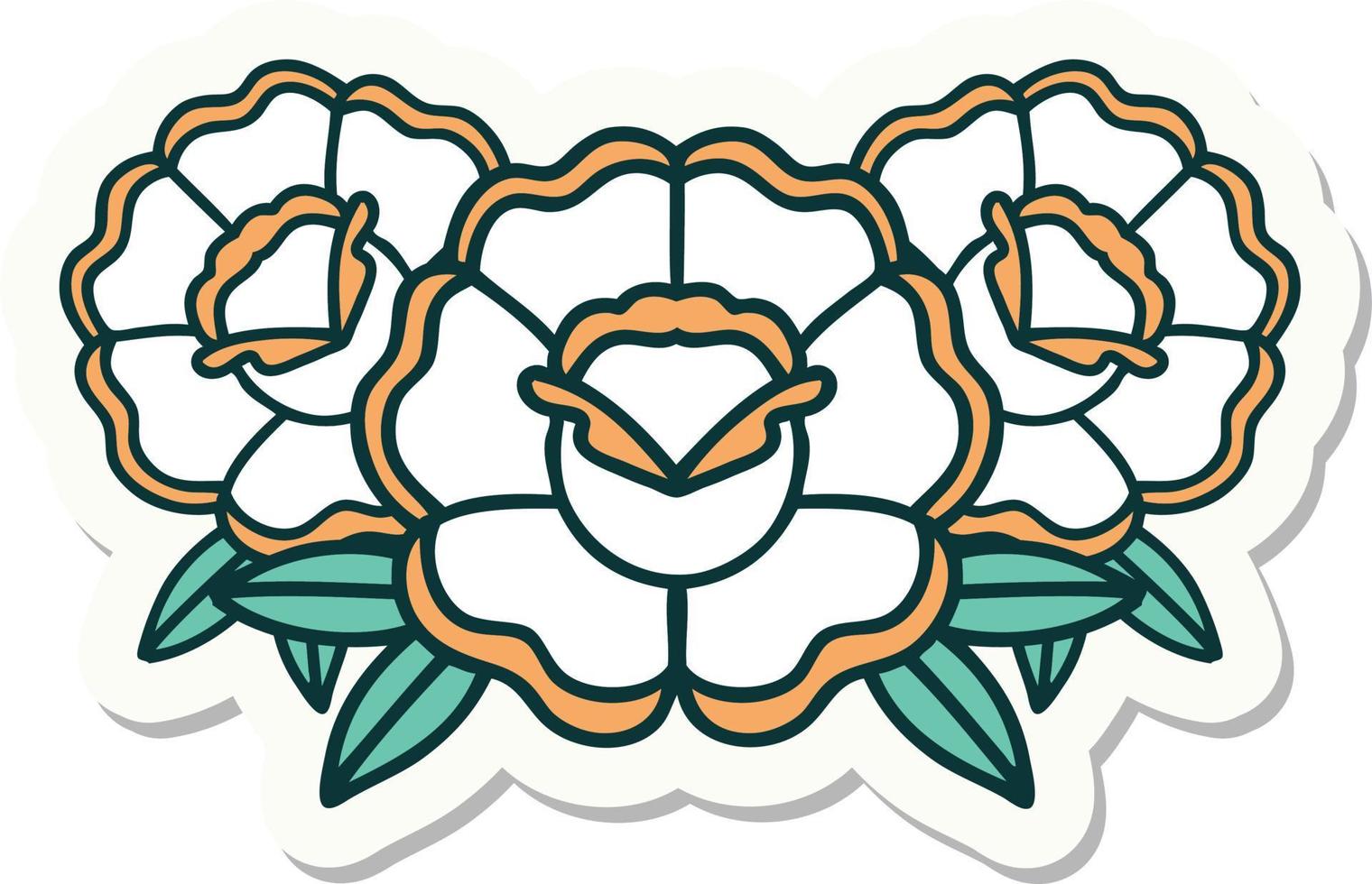 sticker of tattoo in traditional style of a bouquet of flowers vector