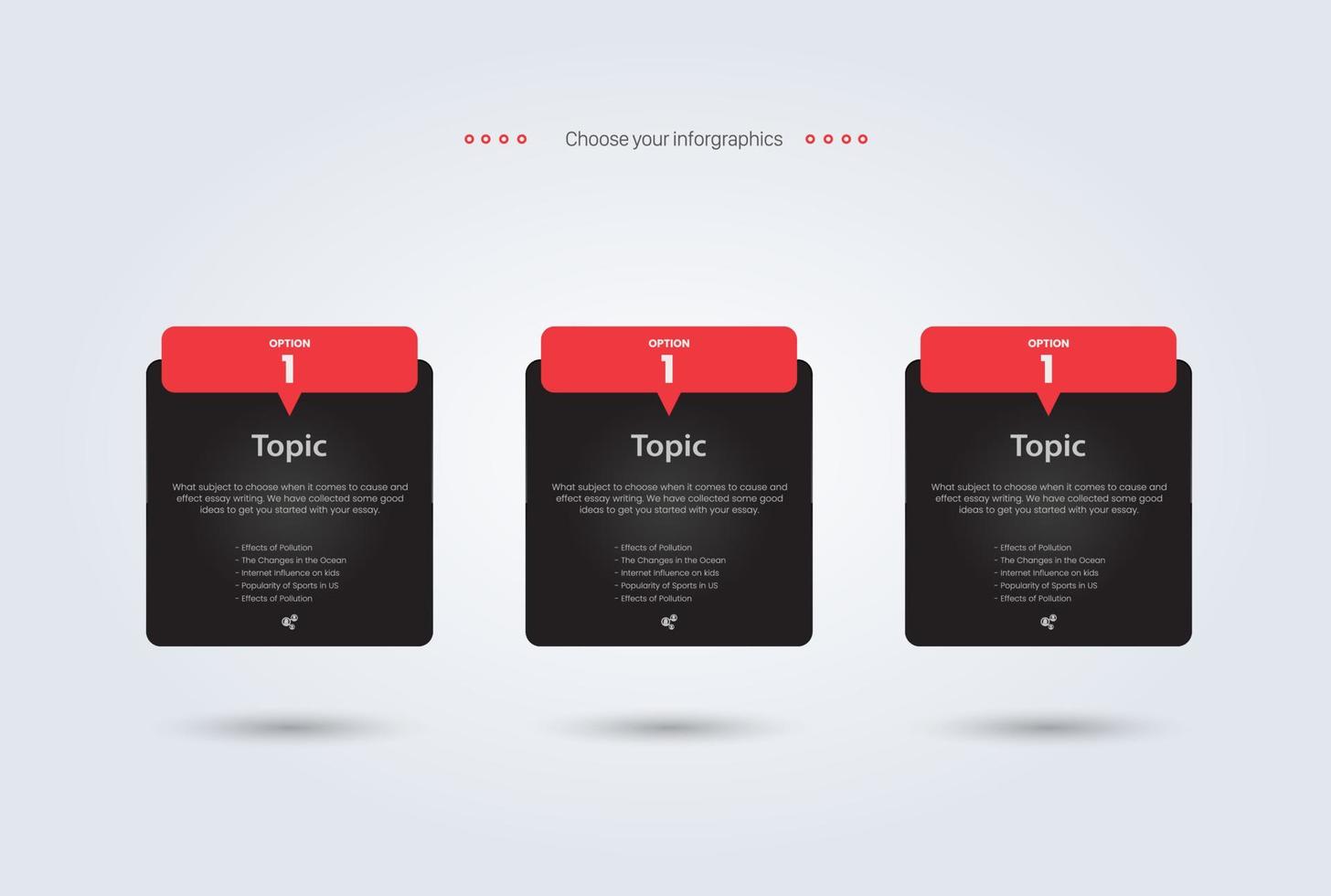 THREE numbered infographic design Concept, banners, options, levels of three stages of Chart, and Modern flat infographic design template. vector
