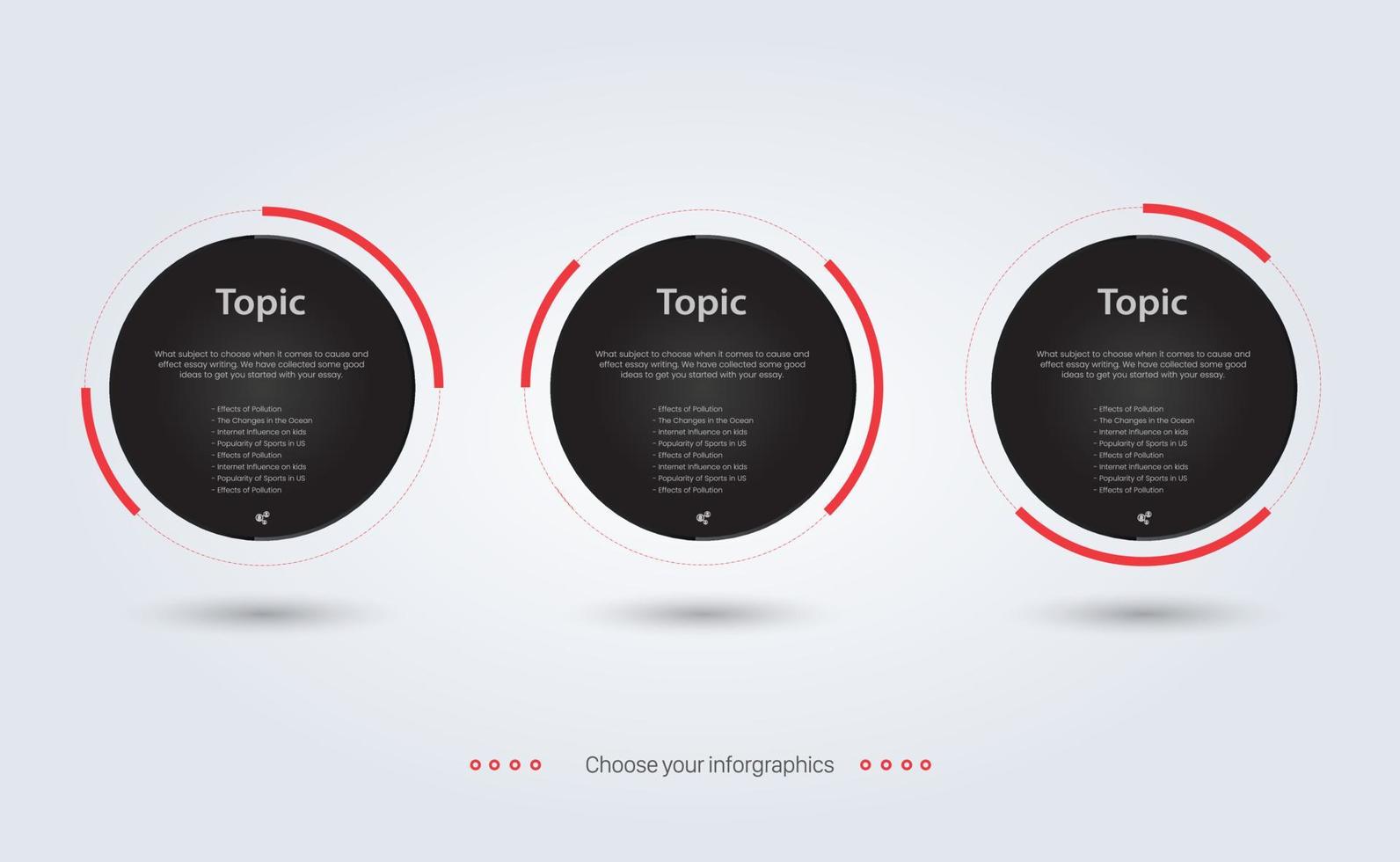 3 elements of Vector infographic template design, SET of three Circles option infographic option template, used in advertiement concept sale off promotion design