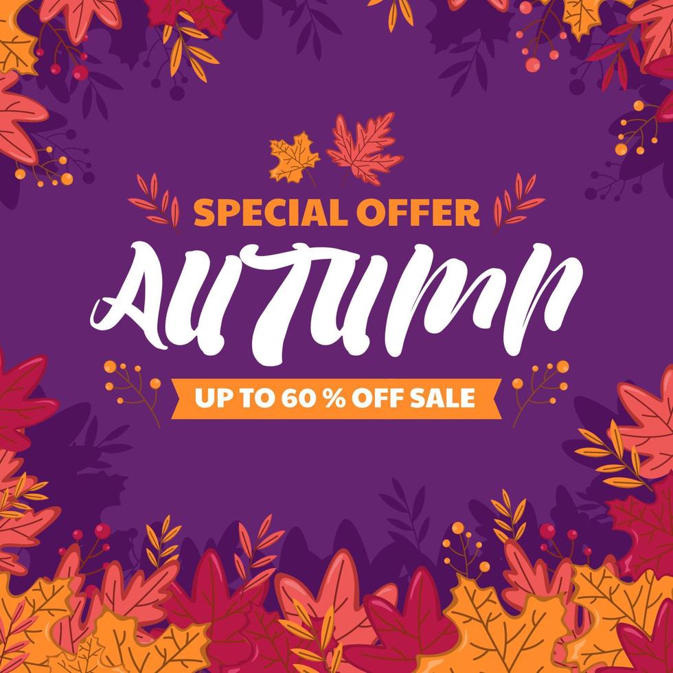 Autumn Sale poster with Colorful Leaves vector