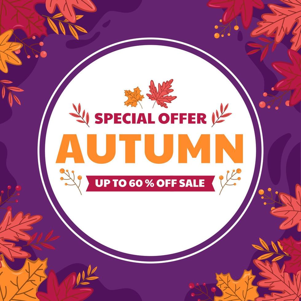 Abstract Illustration Autumn Sale Background with Falling Autumn Leaves vector