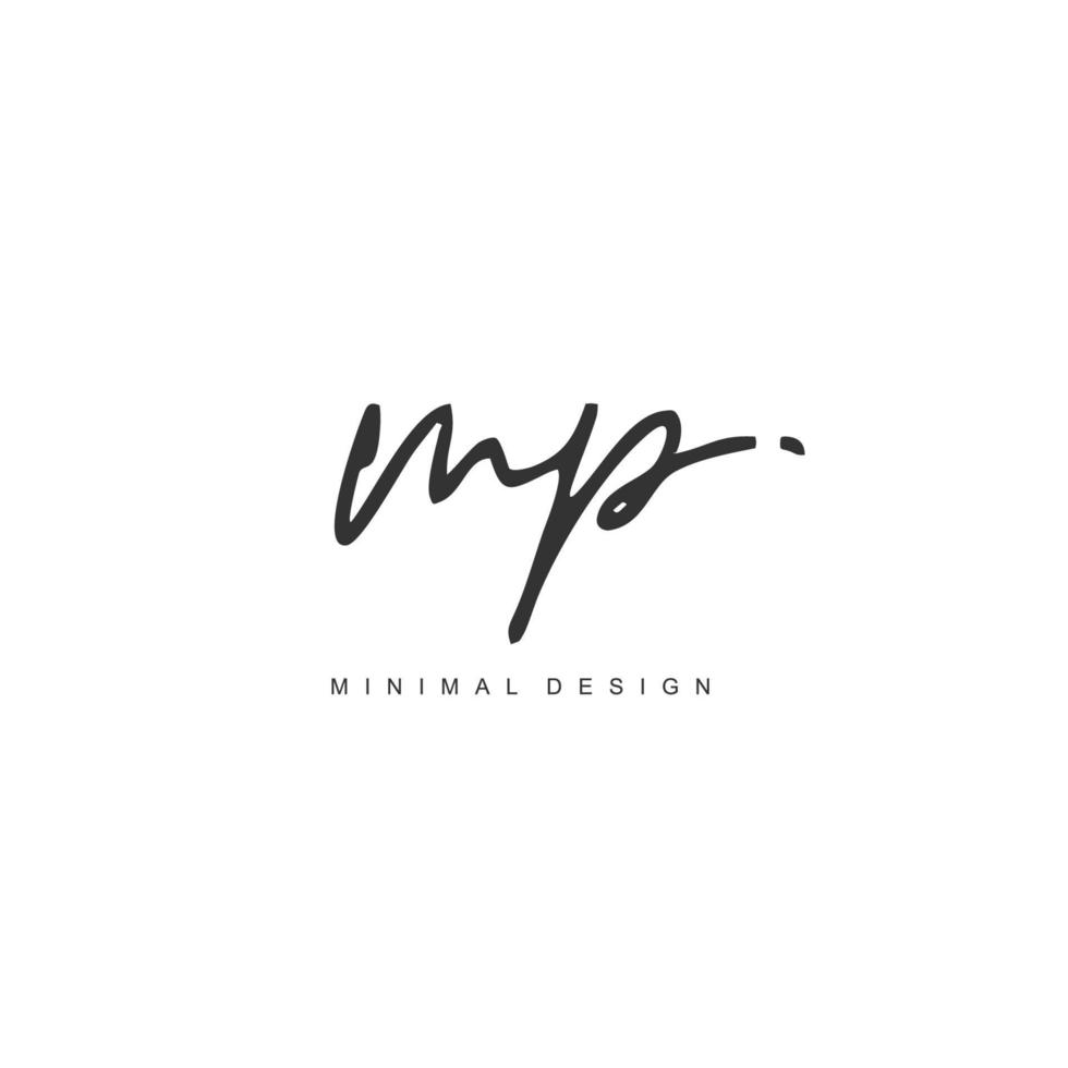 M P MP Initial handwriting or handwritten logo for identity. Logo with signature and hand drawn style. vector