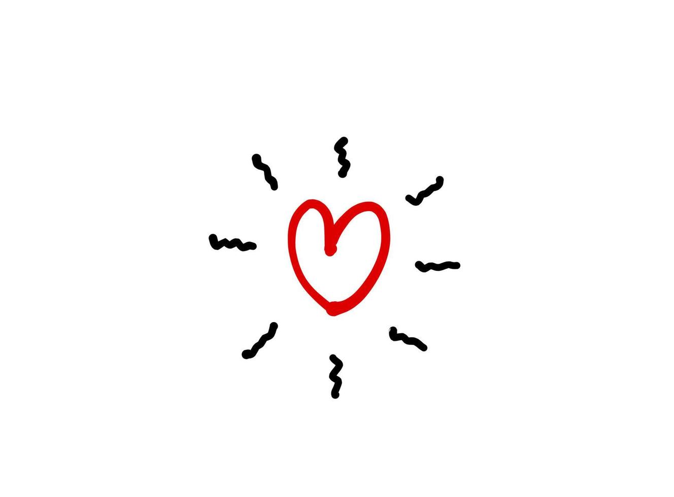 Basic RGB Heart illustration line art for template with black and red color. vector