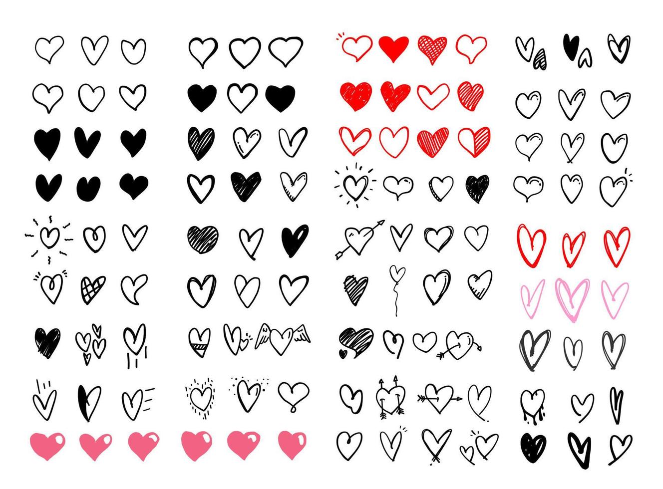 Basic RGB Heart illustration line art for template with black and red color. vector