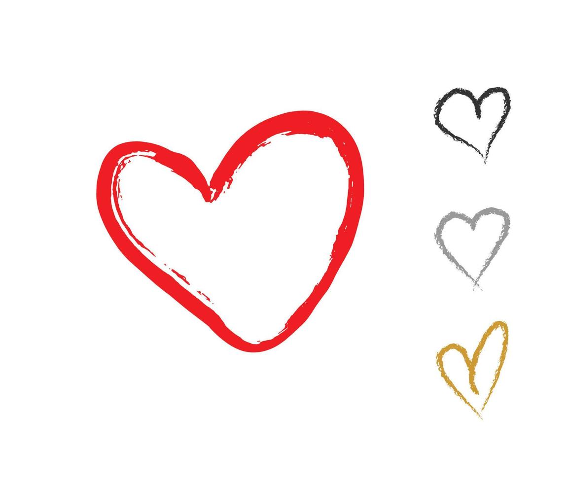arte de línea de ilustración de corazón para plantilla con color negro y rojo. vector
