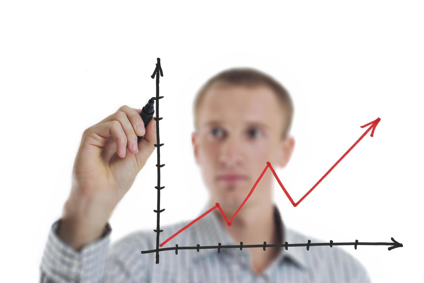 business man draw line chart photo