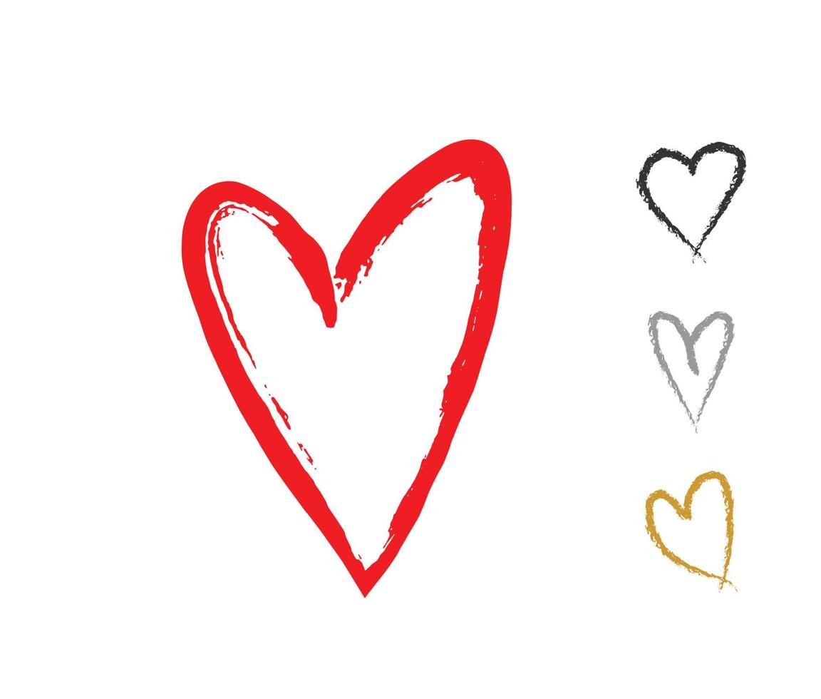 Heart illustration line art for template with black and red color. vector