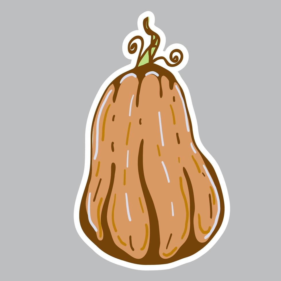 Halloween pumpkin sticker. Autumn vector illustration.