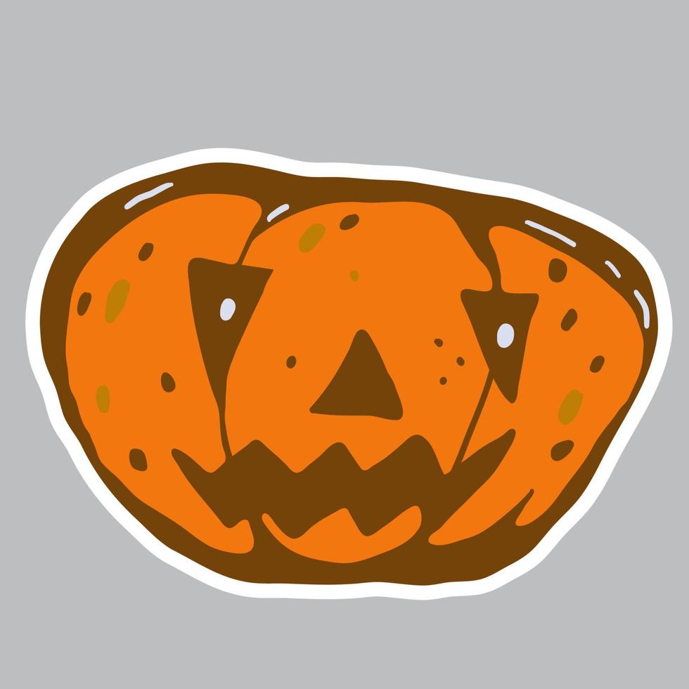 Halloween pumpkin sticker. Autumn vector illustration.