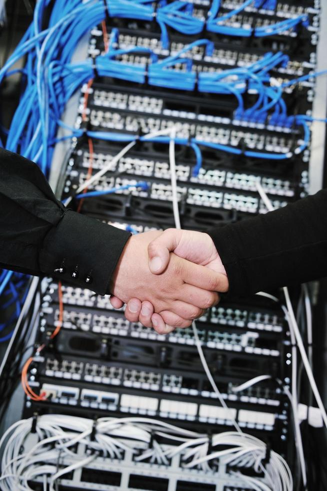 it engineer in network server room photo