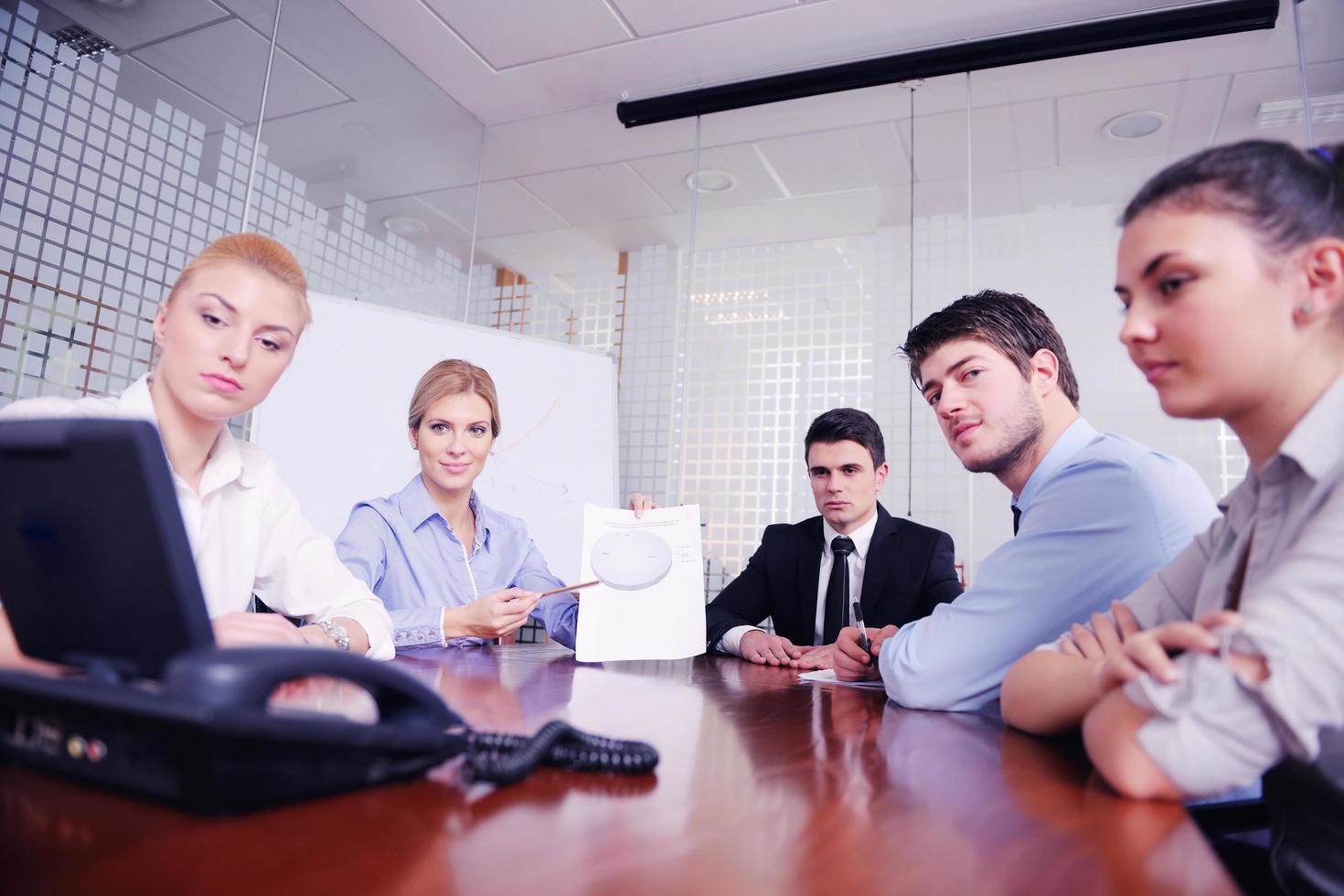 business people in a video meeting photo