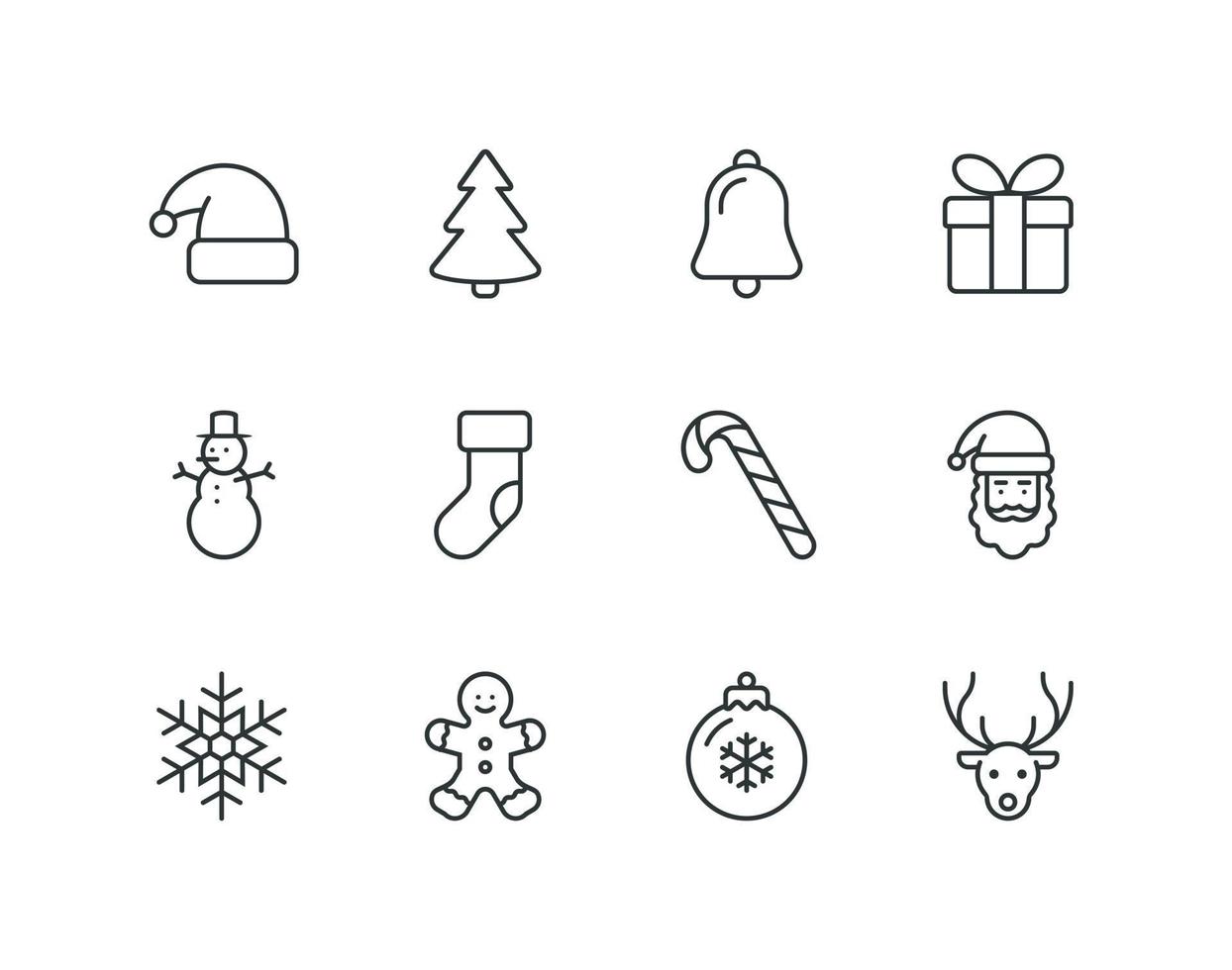 Christmas line icon set with winter related icons vector