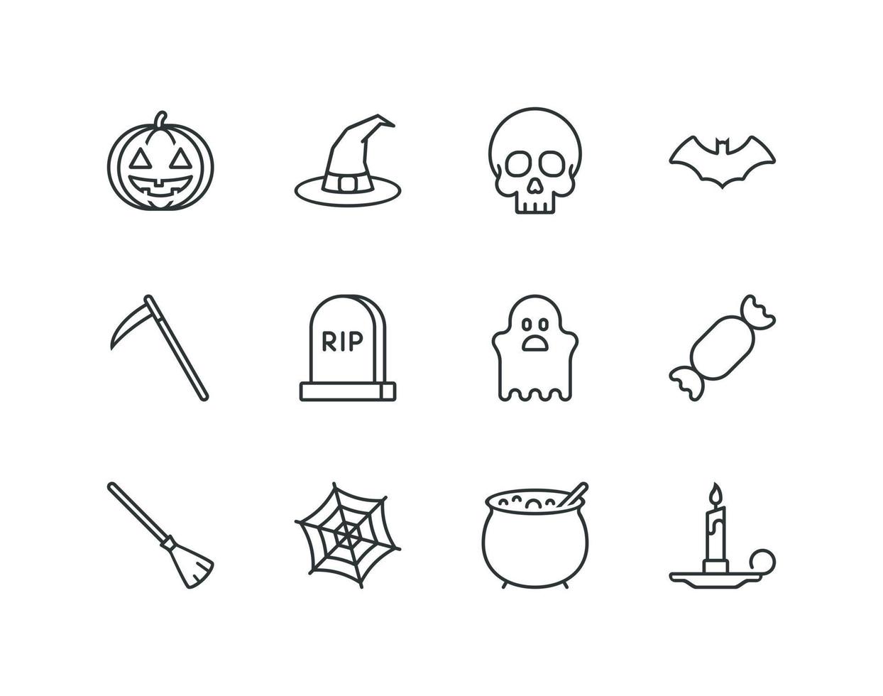 Halloween line icon set with the spooky season related icons vector