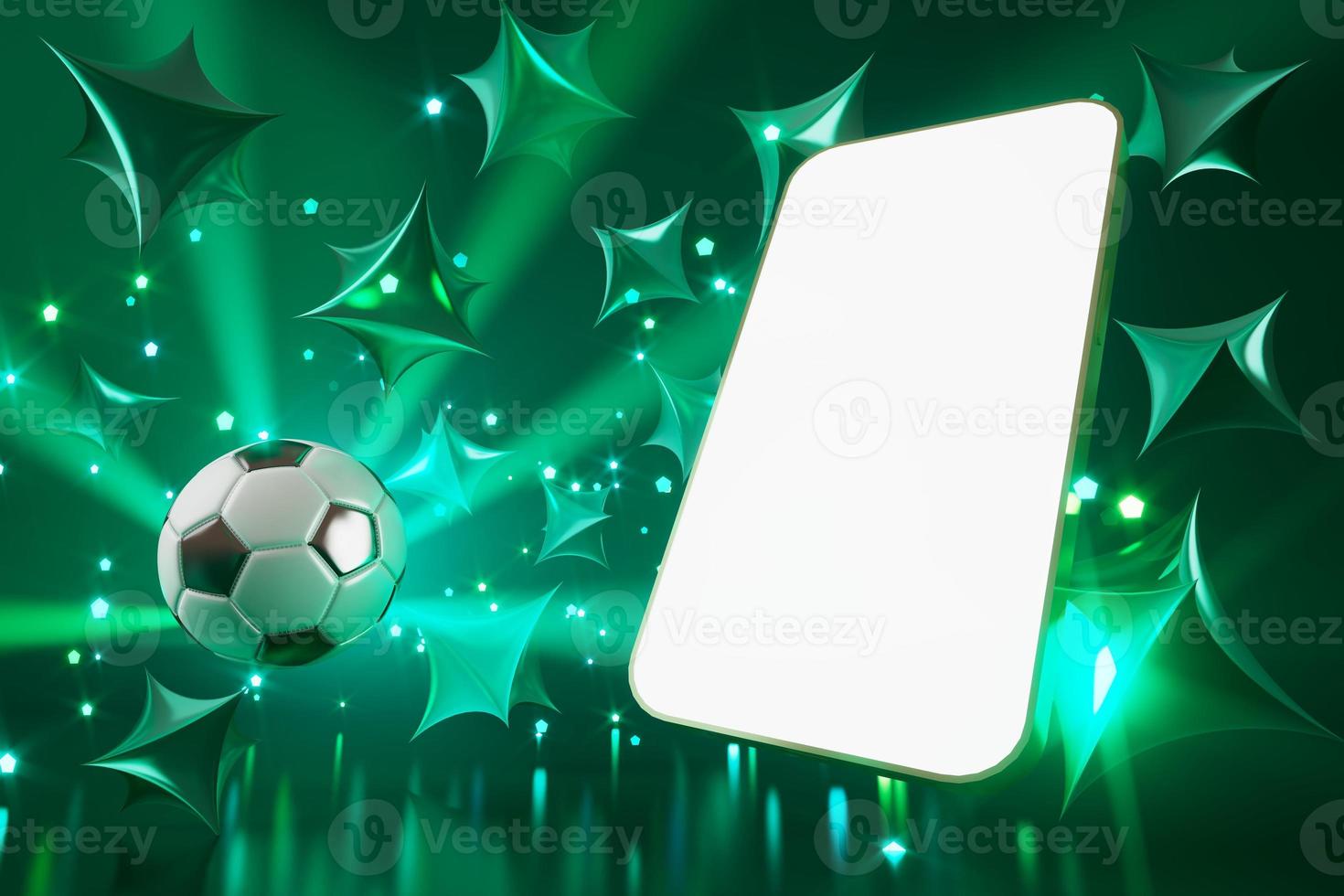 objeto de pelotas de fútbol, diseño de pelotas deportivas, concepto de elemento de fútbol, ilustración 3d, tecnología de fútbol abstracta, pantalla móvil de smartphone, campo de hierba verde, deporte en línea en vivo, negocio de deportes de casino foto