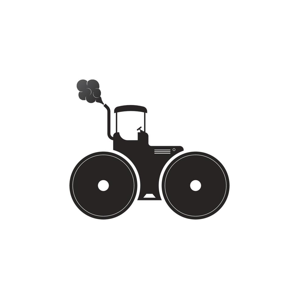 heavy equipment or asphalt road compactor vehicle icon vector