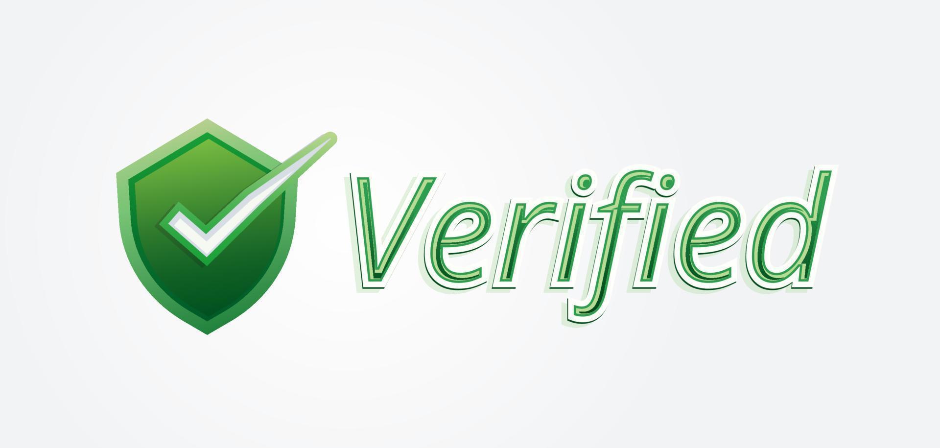 green Verified Logo badge with Shield vector