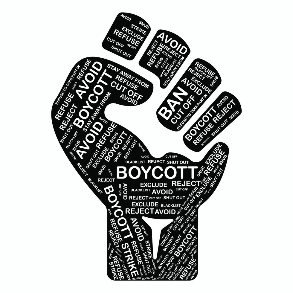 Boycott vector image sign in hand vector design illustration. Protest, conflict.