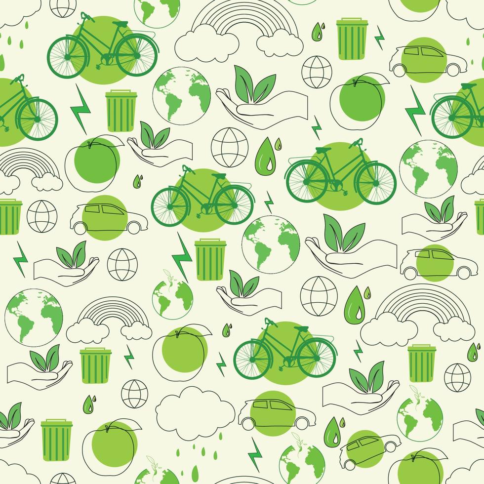 Ecological element to environment conservation seamless pattern vector