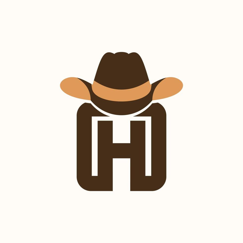 Letter H Hat Cow Boy Monogram Logo vector