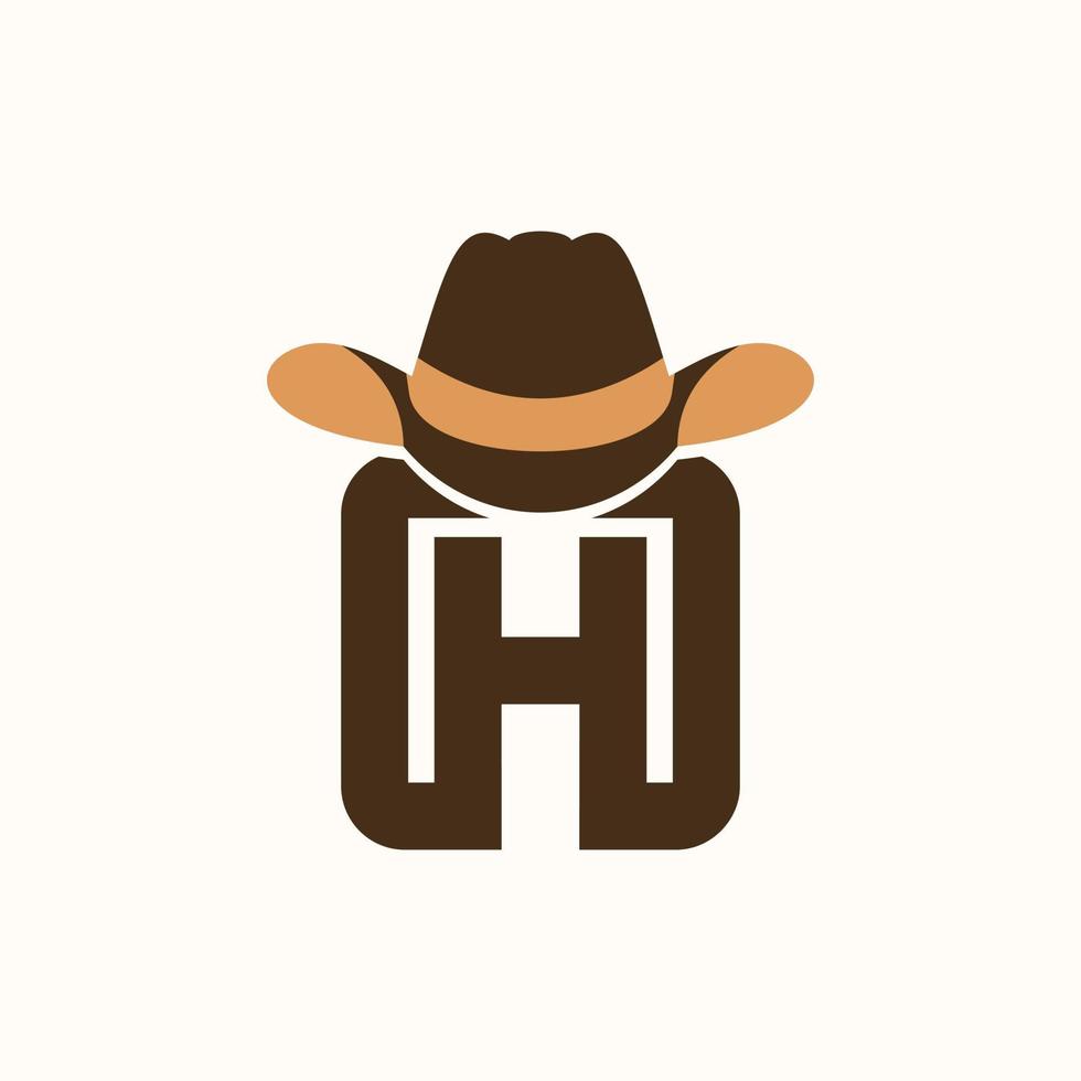 letra h sombrero vaquero monograma logo vector