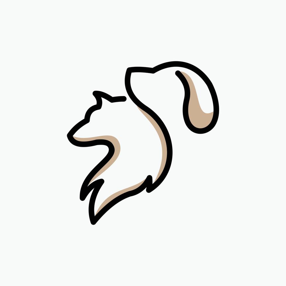 perro lobo línea ilustración animal logo vector