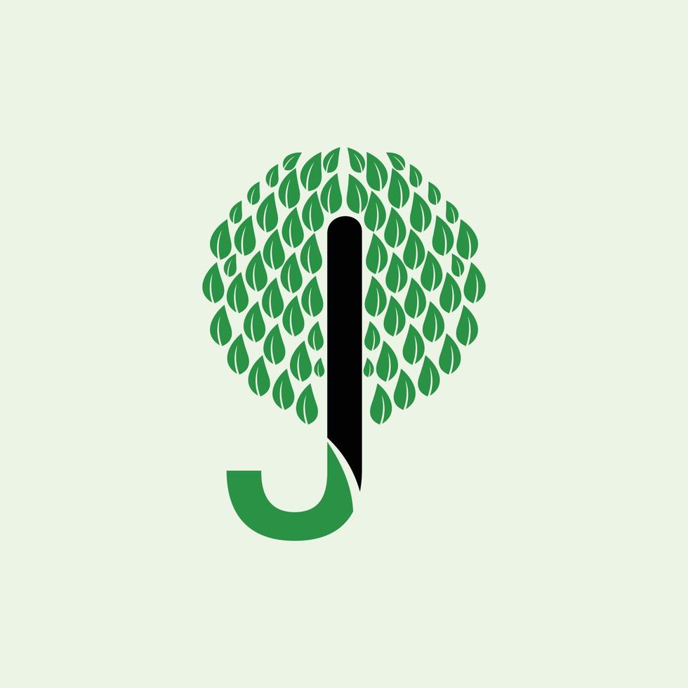 letra j árbol naturaleza ecología empresa logo vector