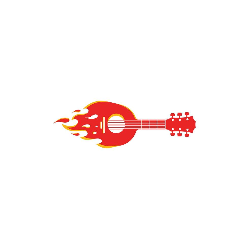 Guitar Musical Fire Illustration Business Logo vector