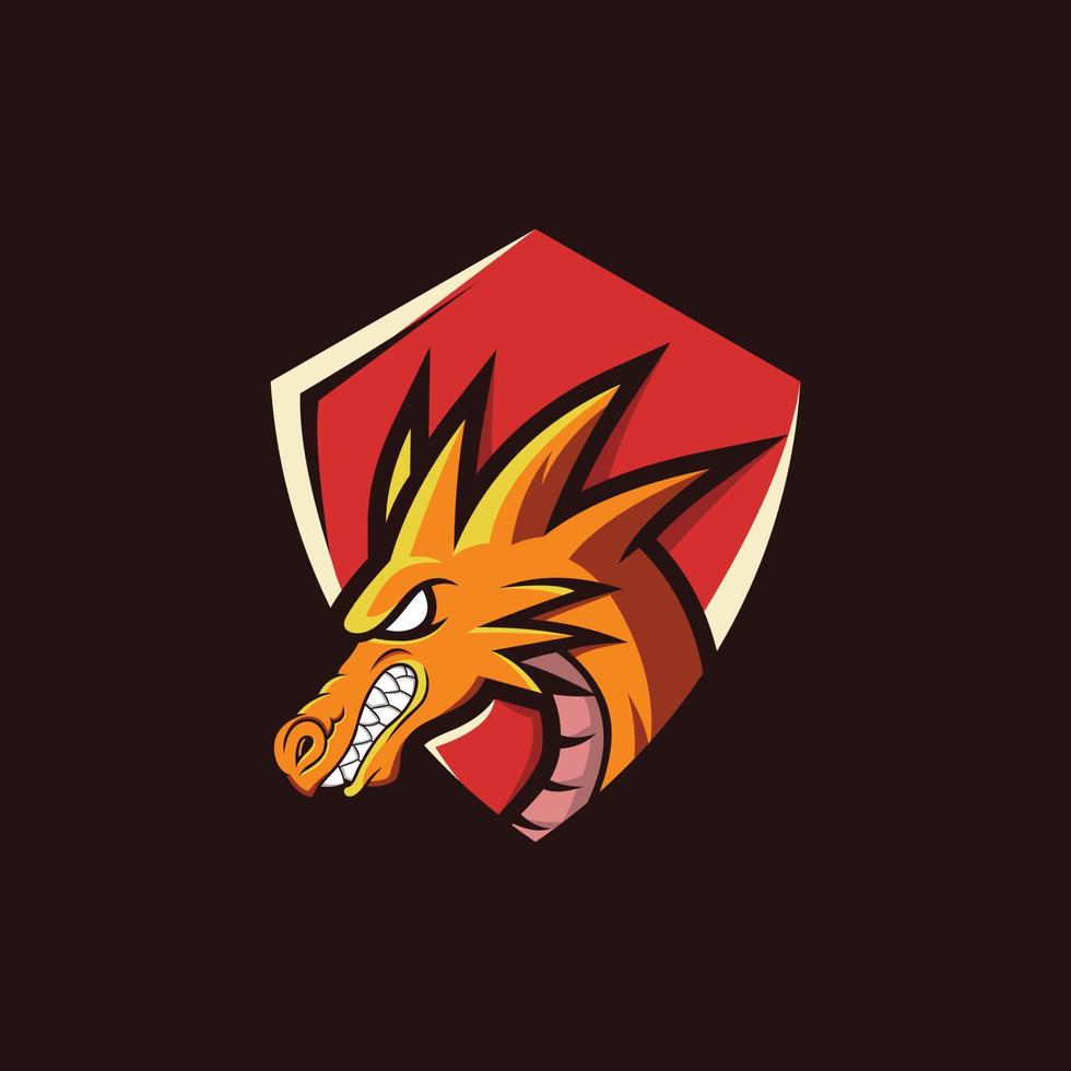 logotipo creativo de ilustración de escudo de dragón vector