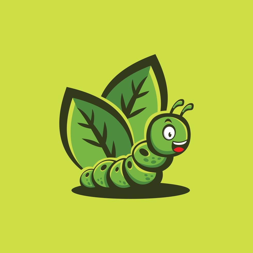 Caterpillar Leaf Mascot Illustration Creative Logo vector