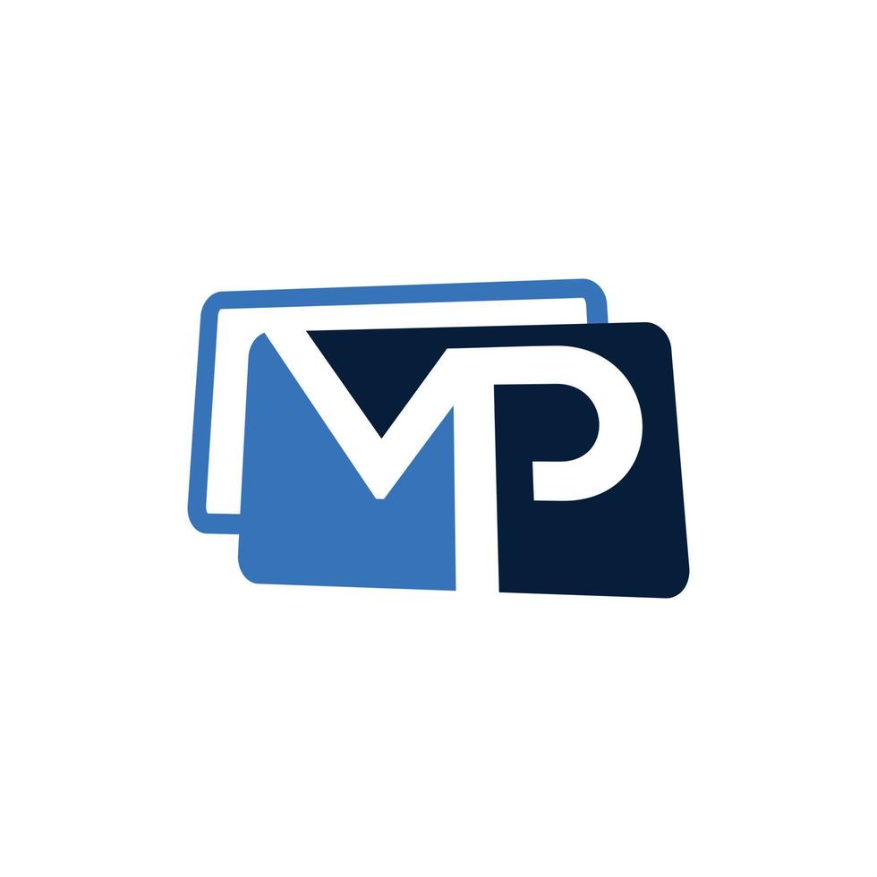 logotipo de empresa simple moderno letra mp vector