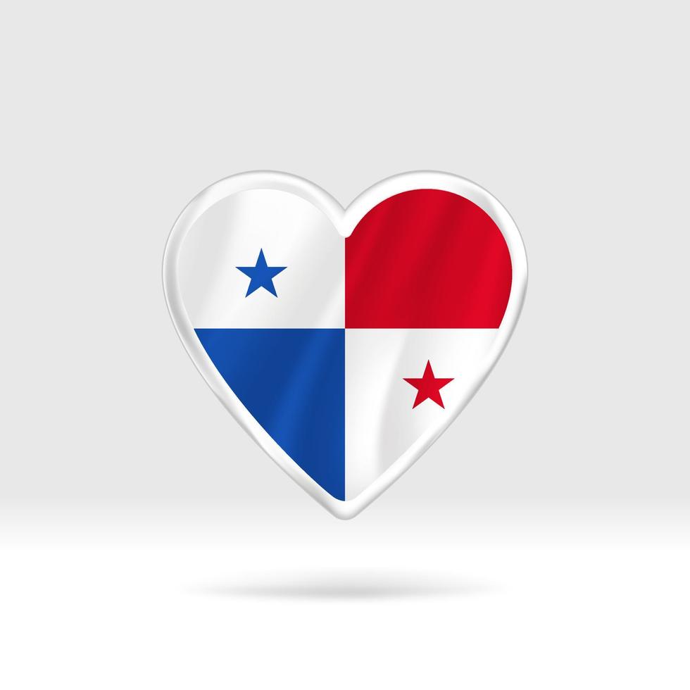 corazón de la bandera de Panamá. corazón de botón plateado y plantilla de bandera. fácil edición y vector en grupos. Ilustración de vector de bandera nacional sobre fondo blanco.