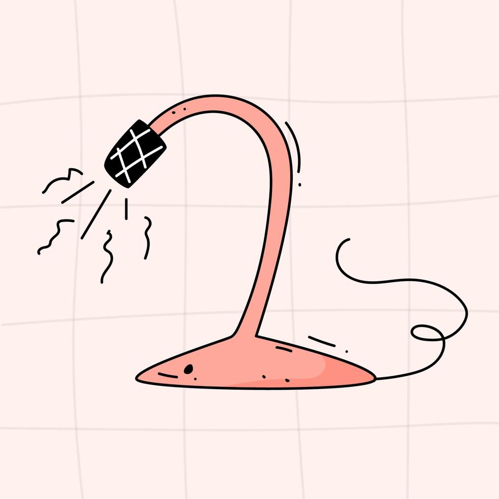 Hand drawn illustration of a computer microphone in the style of 90s 80s on a checkered background vector