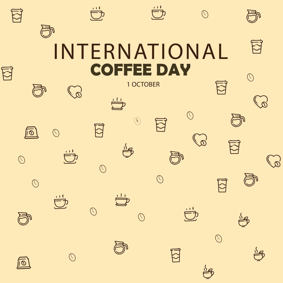 National coffee day vector illustration isolated in light brown with copy space for gift card and promoting celebration international coffe day 1 october 2022