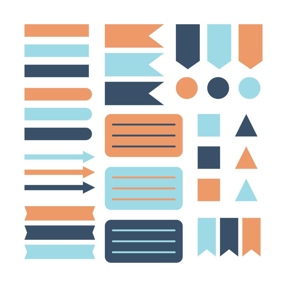 Flat Blue and Orange Stickers vector