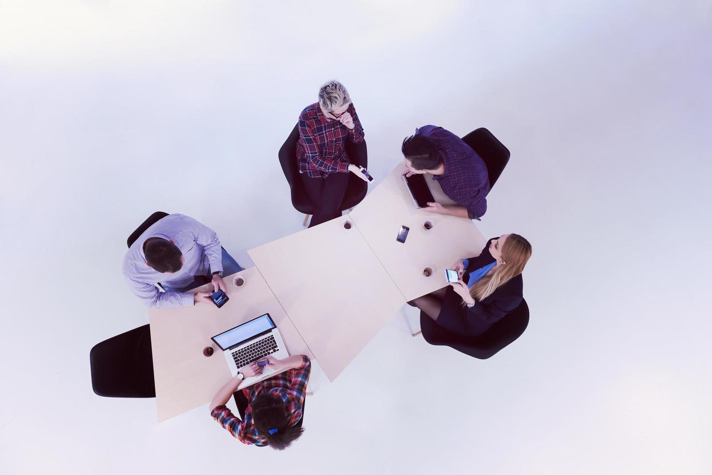 aerial view of business people group on meeting photo