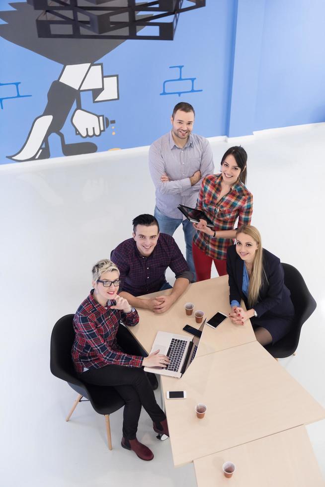 aerial view of business people group on meeting photo